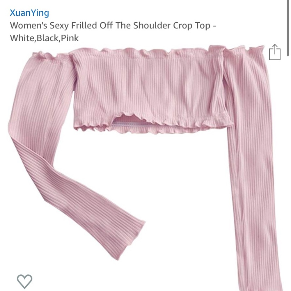 Frilled off the shoulder crop top